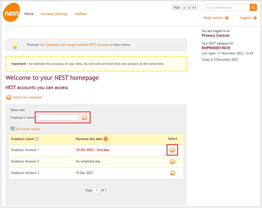 Managing multiple employer accounts Nest pensions