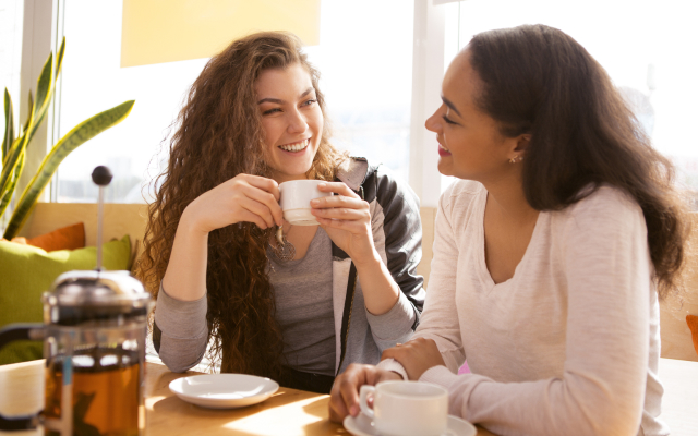 Two women having coffee