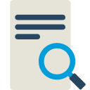 Icon of paper with magnifying glass
