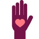 Icon of hand with heart in it