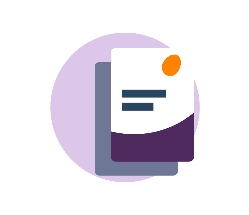 icon showing a Nest document on a lilac circle background