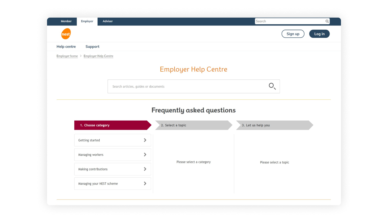 Example of Help Centre page