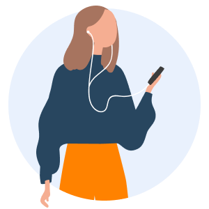 Illustration of woman with headphones on