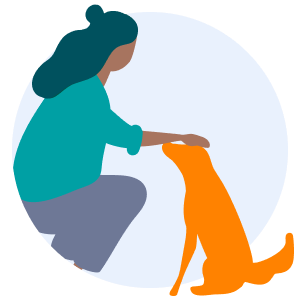 Illustration of woman patting a dog